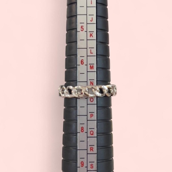 18K White Gold Plated Crystal Pink Heart Signet Ring - Size 7 - Picture 5 of 5